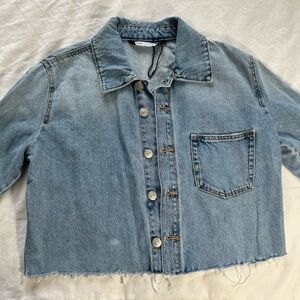 Zara Blue Denim Jacket with Classic Collar